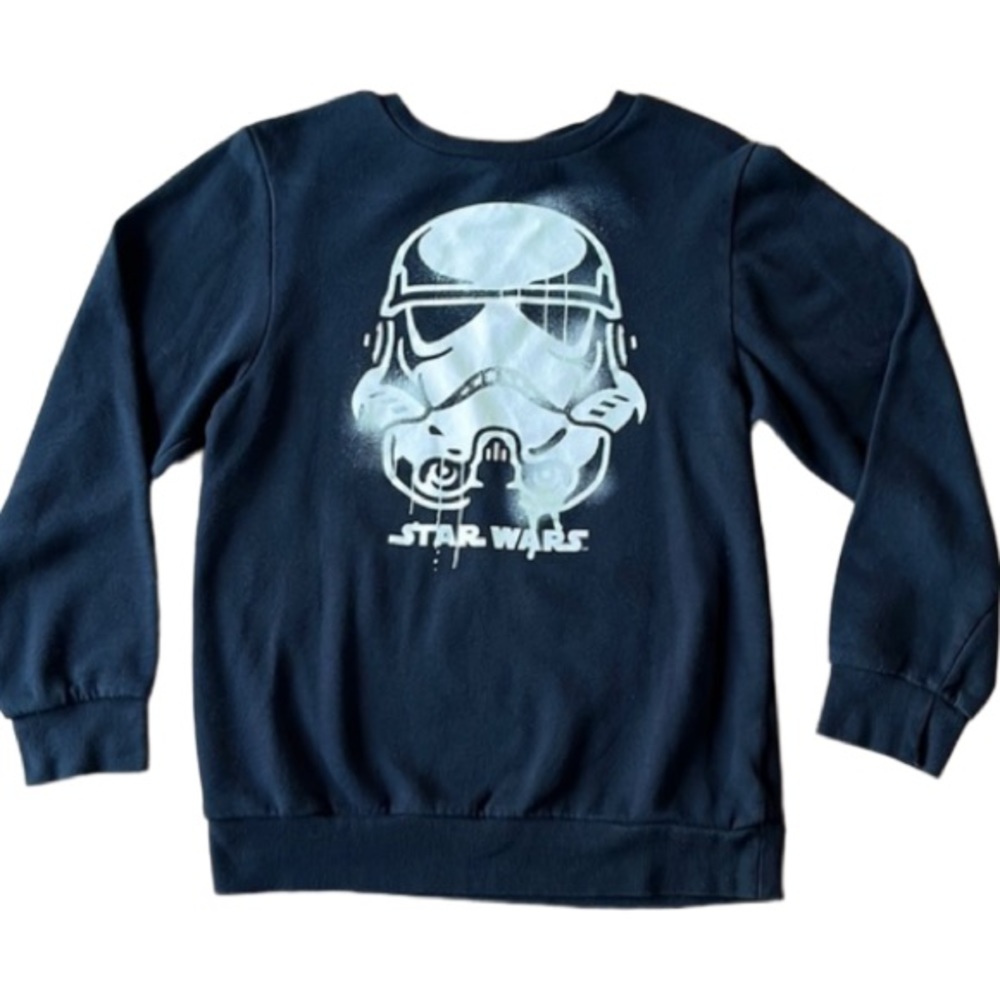 🎄STAR WARS STORMTROOPER GLOW IN THE DARK FLEECE SWEATSHIRT BLACK PULLOVER SZ XL